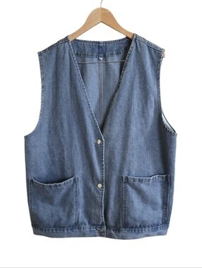 Women's Plus Size Cottagecore/Cabincore Denim Button Down Chore Vest. Size XXL